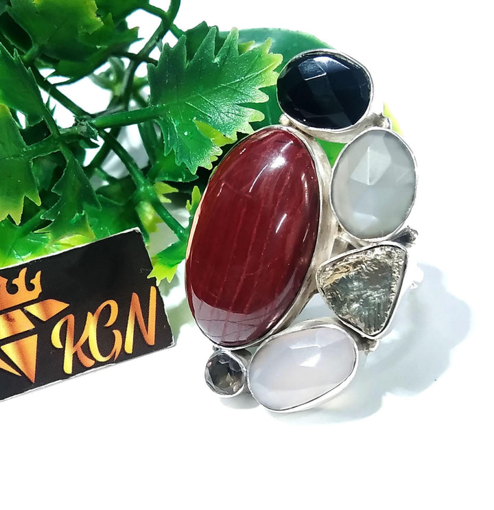ALL Natural Multi Gemstone Rings, Solid 925 Starling Silver Jewelry, Handmade Making Multi Stone Ring, For Girls & Women, Wedding Gift Etc.