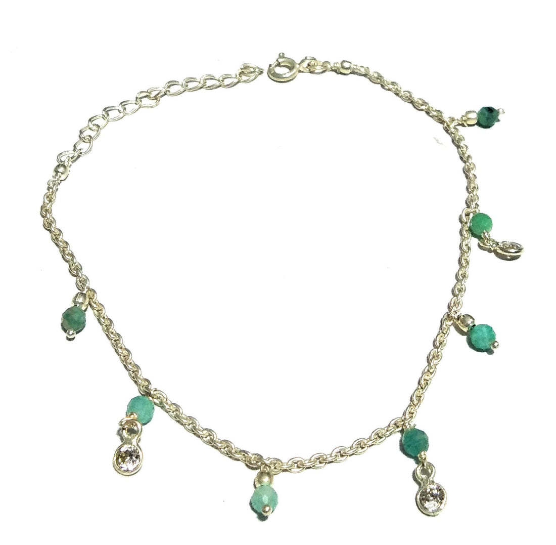 Natural Amazonite Beads Stone Chain Bracelet, 925 Sterling Silver Chain Stone Beads Bracelet, Wedding Bracelet, Gift Valentine day Bracelet