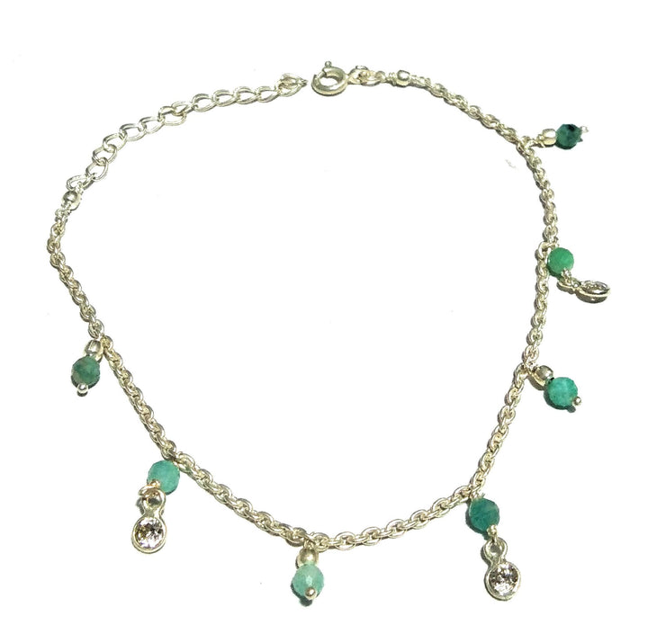 Natural Amazonite Beads Stone Chain Bracelet, 925 Sterling Silver Chain Stone Beads Bracelet, Wedding Bracelet, Gift Valentine day Bracelet