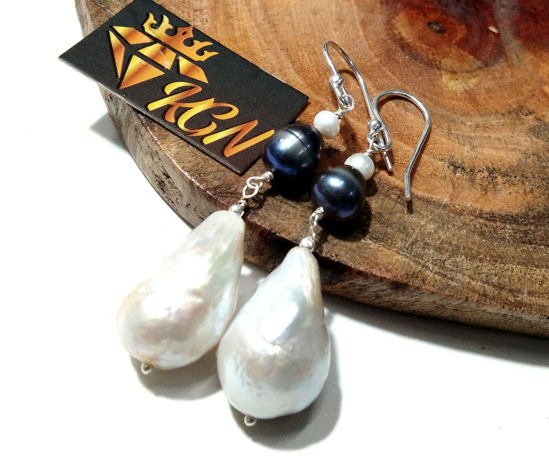 White Natural Baroque Pearl Earring, 925 Sterling Silver Earring, Elegant Pearl Gift, Fine Baroque Pearl Jewelry, Handmade Earring For Women