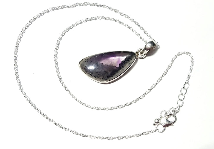 Natural Amethyst Gemstone Pendant Chain Necklace, 925 Sterling Silver Pendant Jewelry, Silver Close back Handmade Pendant Gift Birthstone