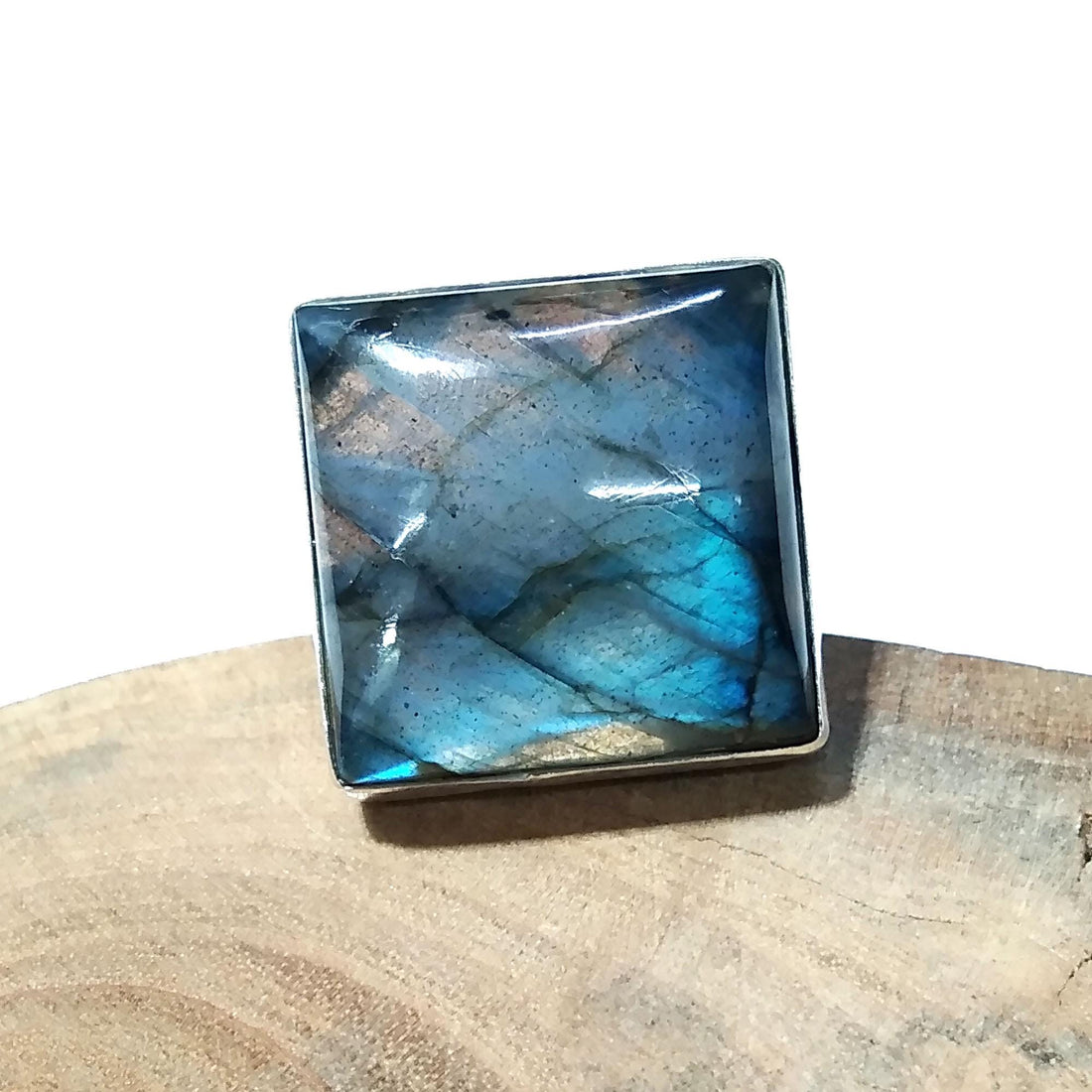Natural Labradorite Blue Fire Gemstone Ring, 925 Solid Sterling Silver Ring, Labradorite Stone Size 20x20 mm Gift Mother’s day Ring
