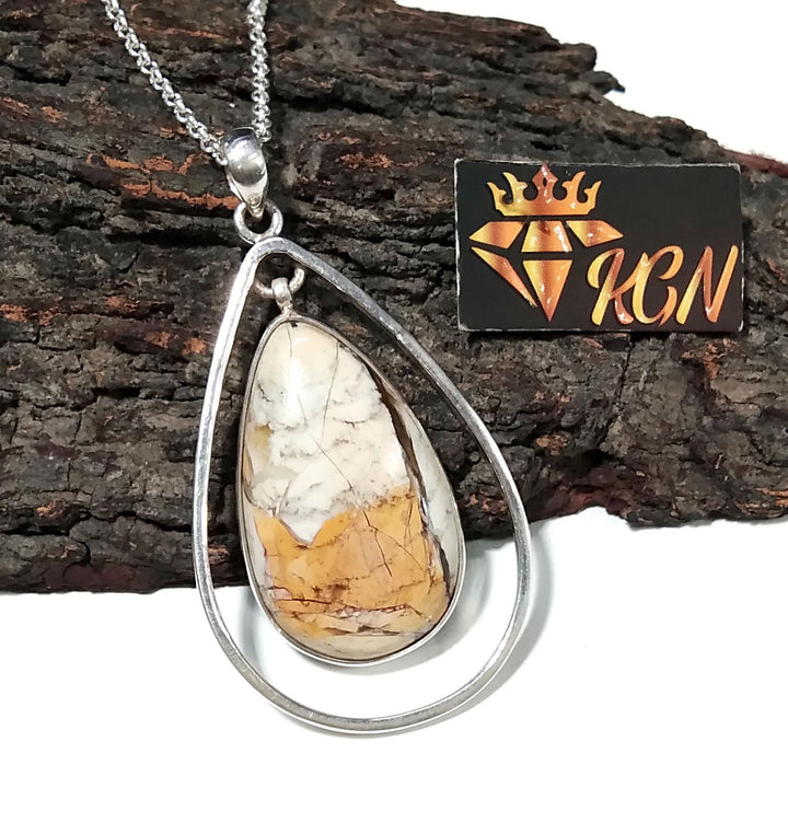 Natural Brecciated Mookaite Gemstone Pendant Chain Necklace, 925 Sterling Silver Pendant, Amazing Color Nice Design Pendant, Gift For Her