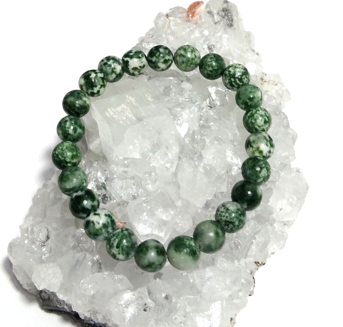 Tree Agate Bracelet Beads Stone, Natural Tree Agate Healing For Men & Women Round Bracelet, Stone Size 8x8 mm Gift Easter day Bracelet