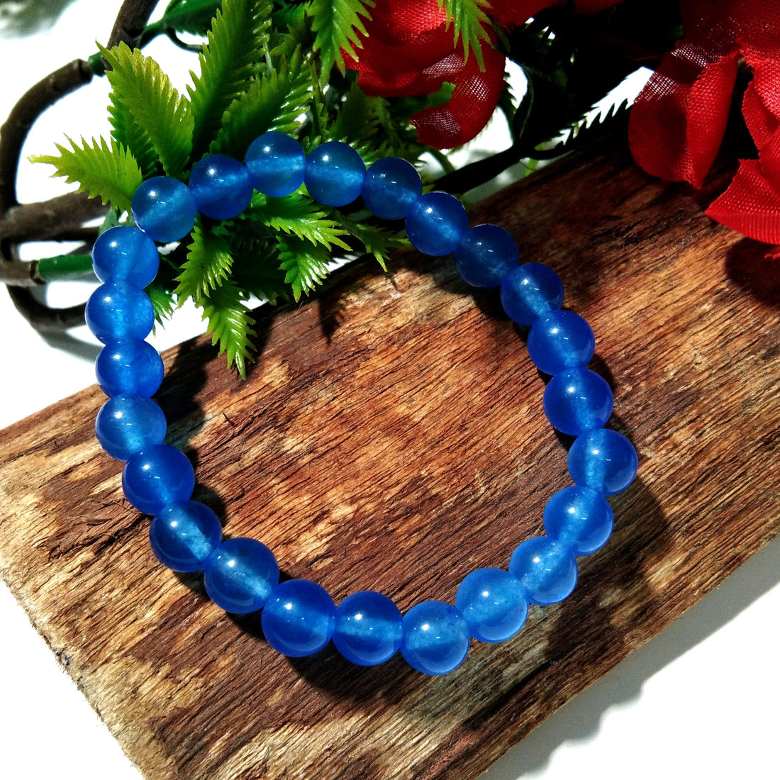 Dark Blue Chalcedony Bracelet Beads Stone, Natural Chalcedony Crystal Healing Unisex Stretch Bracelet, Size 8x8mm Gift Easter day Bracelet