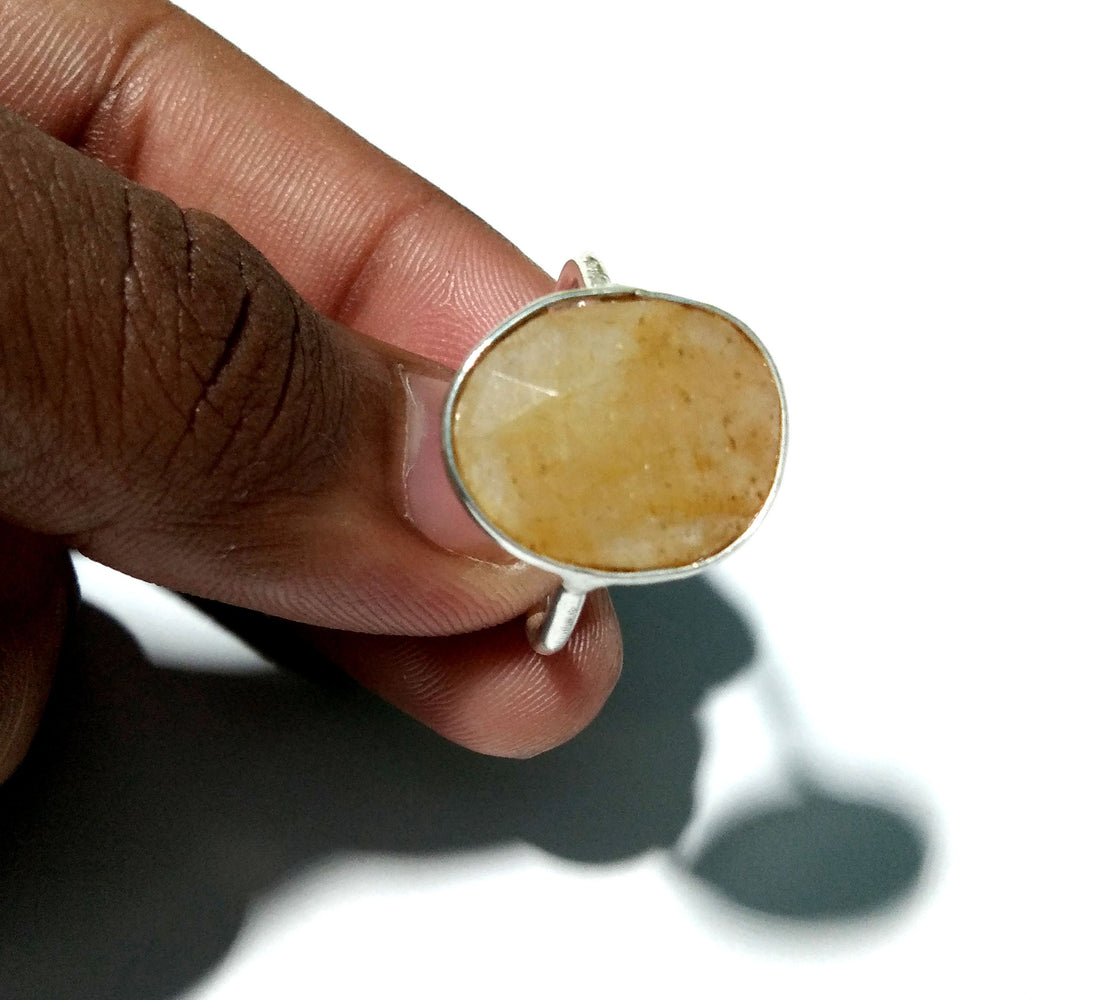 Natural Yellow Sapphire Stone Ring, 925 Solid Starling Silver Ring, Handmade Bezel Ring, Top Color Yellow Sapphire Gift Ring, Birthday Ring