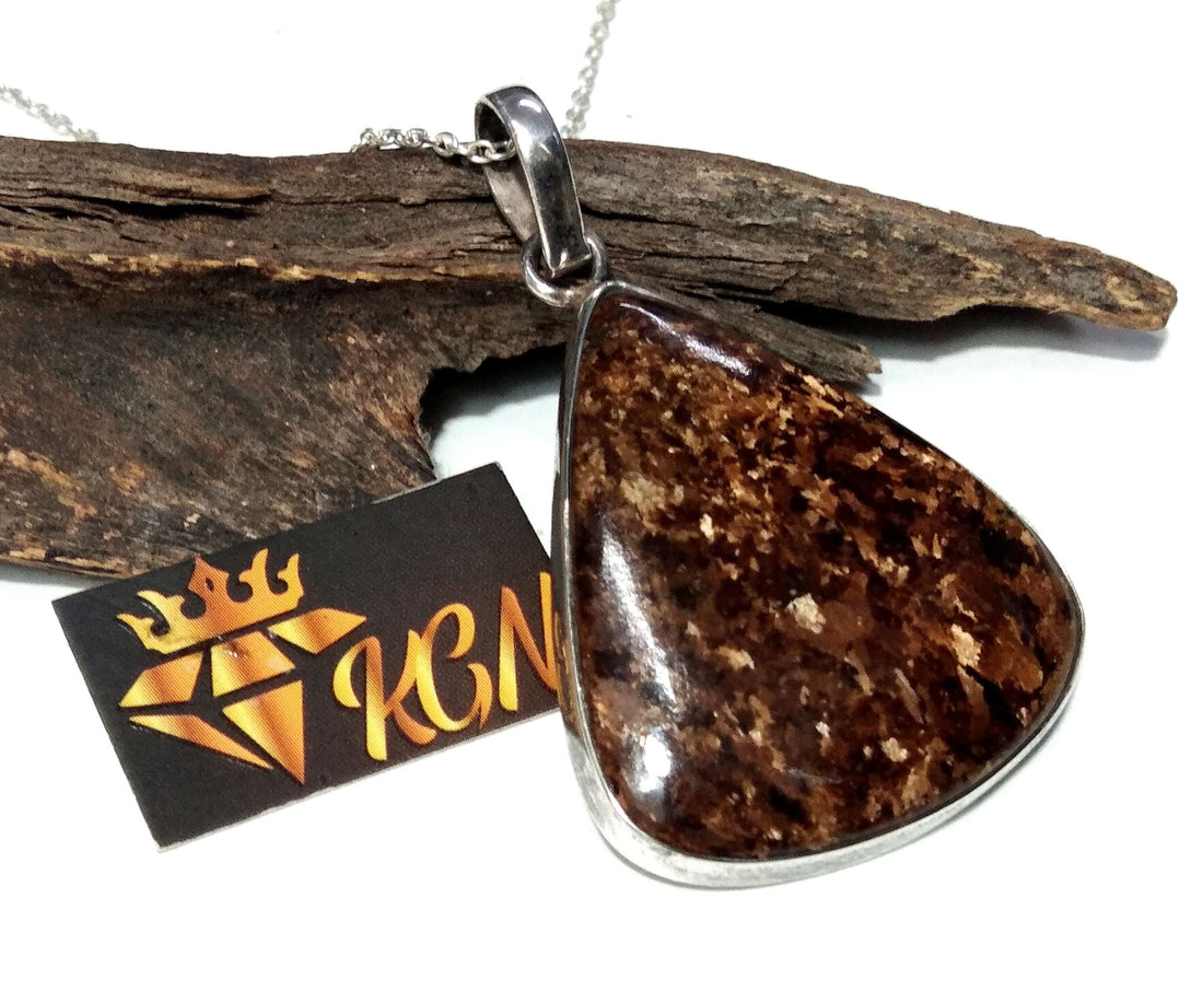 Natural Bronzite Gemstone Pendant, Solid 925 Starling Silver Pendant, AAA+Top Quality Bronzite Stone Pendant, Birthday Gift Pendant Jewelry