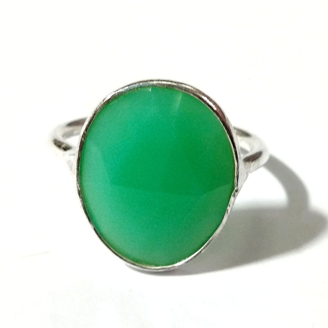 Natural Chryso Chalcedony Ring, Solid 925 Starling Silver Ring, Nice Color Stone & Good Handmade Making Silver Bezel Ring, For Girls/Women