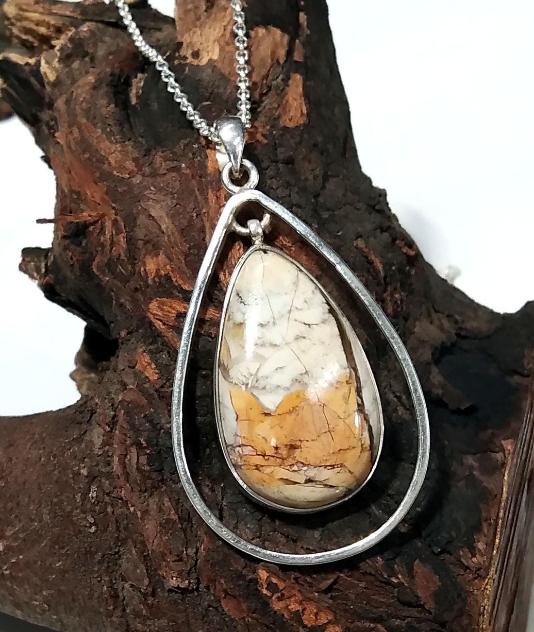 Natural Brecciated Mookaite Gemstone Pendant Chain Necklace, 925 Sterling Silver Pendant, Amazing Color Nice Design Pendant, Gift For Her