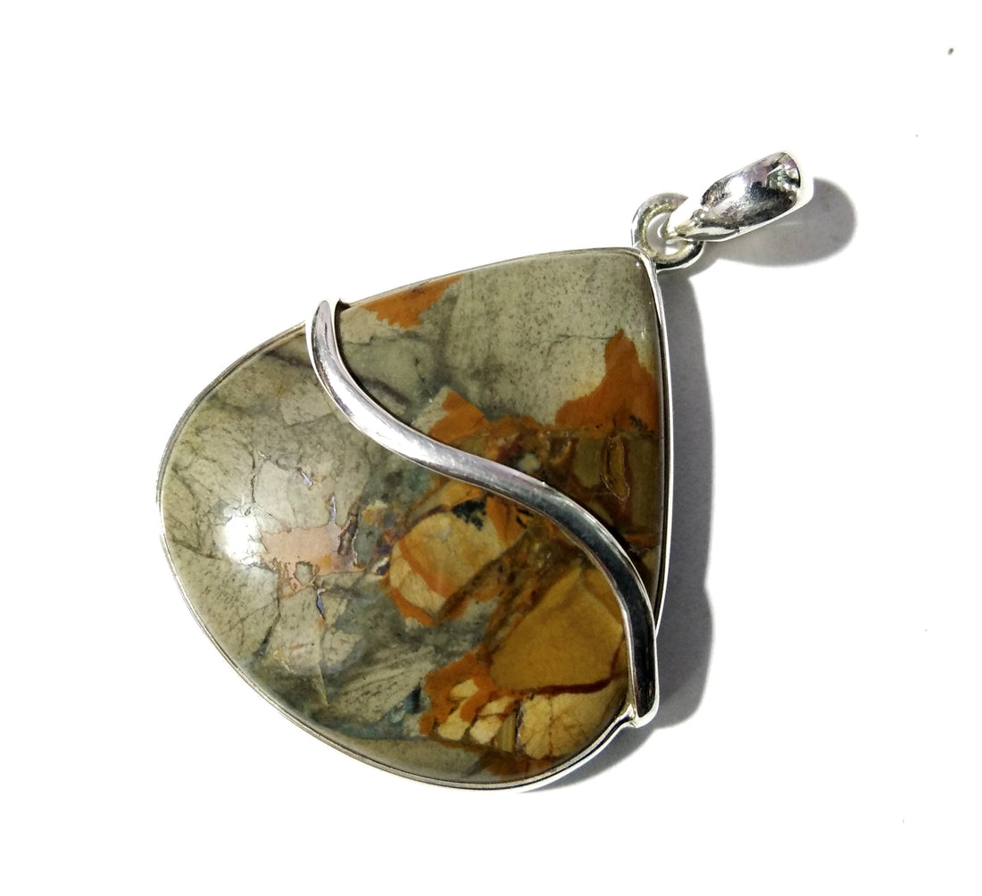 Natural Polychrome Jasper Gemstone Pendant, 925 Solid Starling Silver Pendant, Pear Shape Handmade Pendant Jewelry, Gift For Women Pendant