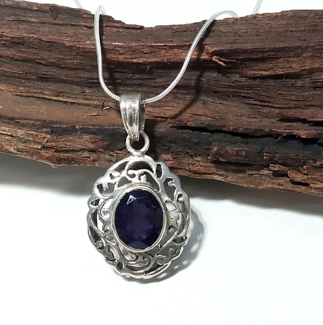 Natural Amethyst Gemstone Chain Pendant Necklace, 925 Starling Silver Amazing Design Nice Color Amethyst Stone Pendant, For Gift Girls/Women