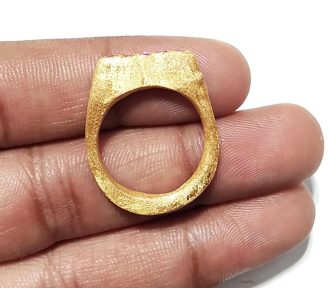 Natural Red Ruby Ring, Solid 925 Sterling Silver Gold Plated Ring, Beautiful Red Ruby Silver Ring, Engagement Ring, For Gift Birthday Ring