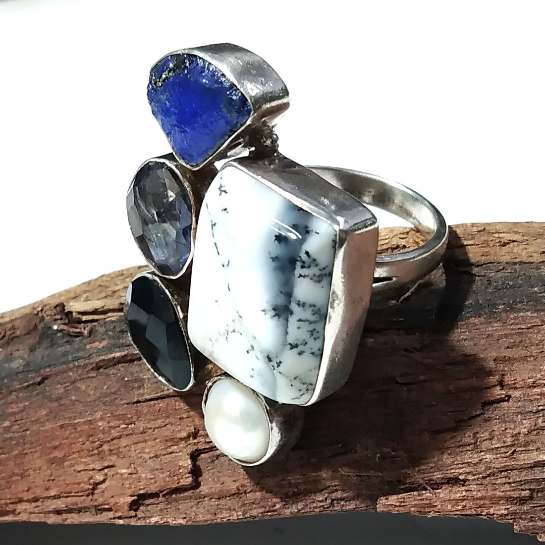 925 Starling Silver Rings, With All Natural Gemstone Rings, Beautiful Nice Multi Stone Ring, Handmade Gemstone Ring, For Girls & Women Ring.