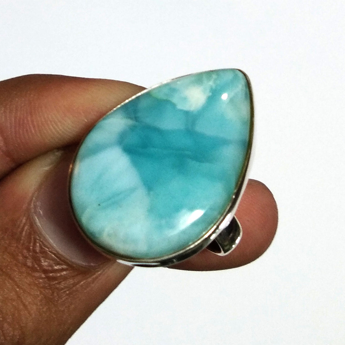 Larimar Ring, 925 Sterling Silver Ring, Gemstone Rings, For Women Ring, Silver Ring, Handmade Rings, Statement Rings, Birthday Ring