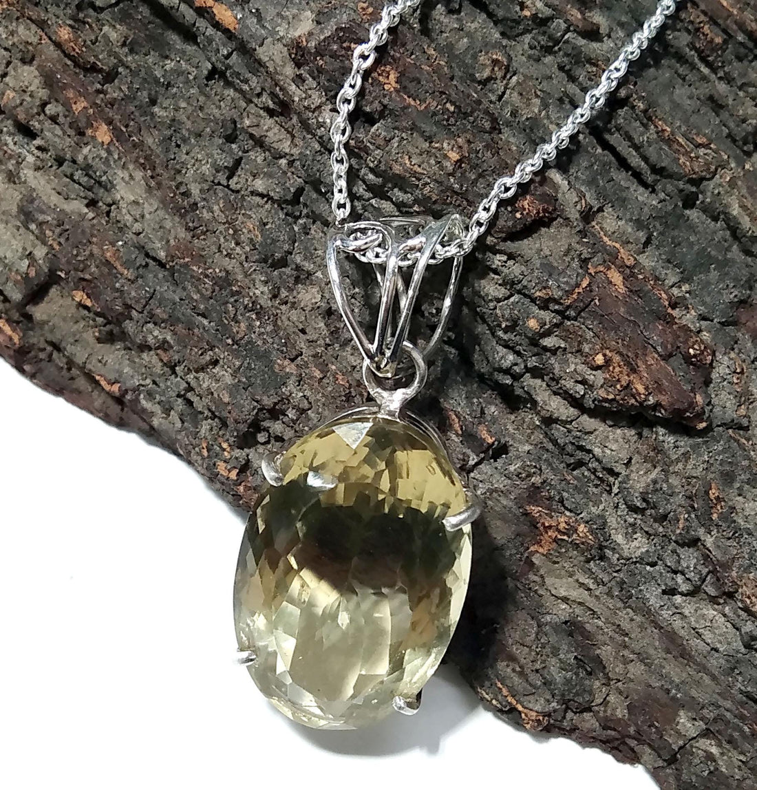 Natural Citrine Gemstone Pendant, 925 Starling Silver Pendant Chain Necklace, Handmade Jewelry Stone Size 26x17 mm Gift Pendant