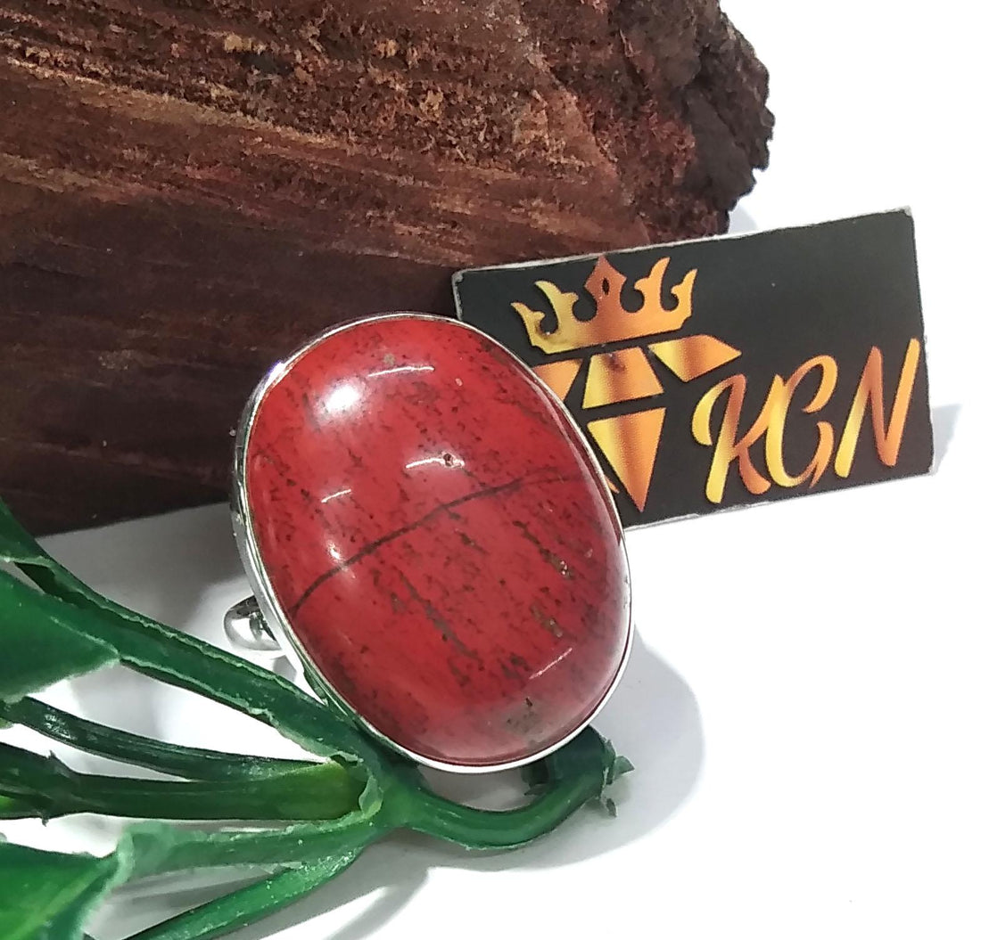 Natural Red Jasper Gemstone Ring, 925 Solid Sterling Silver Ring, Amazing Red Jasper Stone Size 22x16 mm Handmade Ring Gift Birthday Ring
