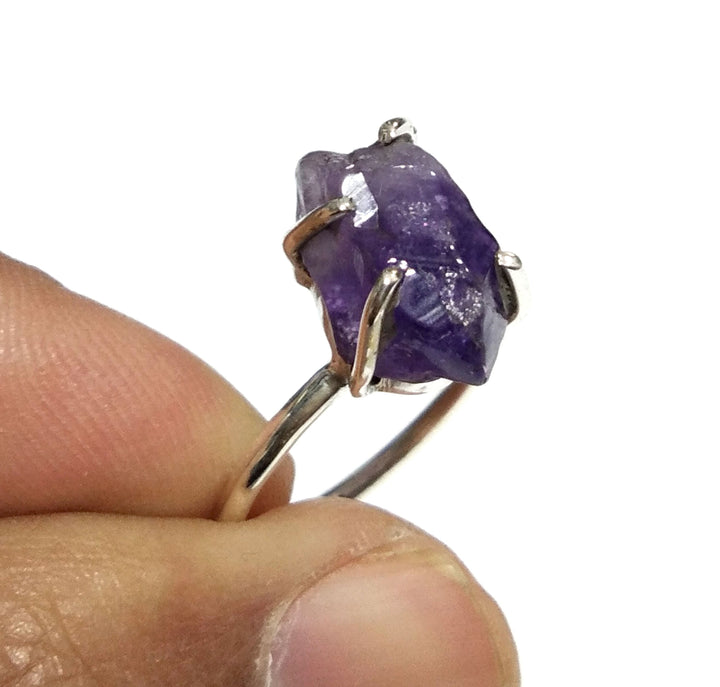 925 Silver Ring, Amethyst Ring, Rough Gemstone Ring, Handmade Ring, Amethyst Stone Size 14x6 mm Crystal Ring, Gift Minimalist Ring