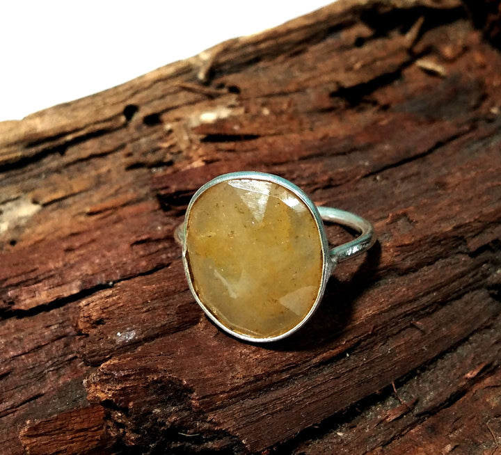 Natural Yellow Sapphire Stone Ring, 925 Solid Starling Silver Ring, Handmade Bezel Ring, Top Color Yellow Sapphire Gift Ring, Birthday Ring