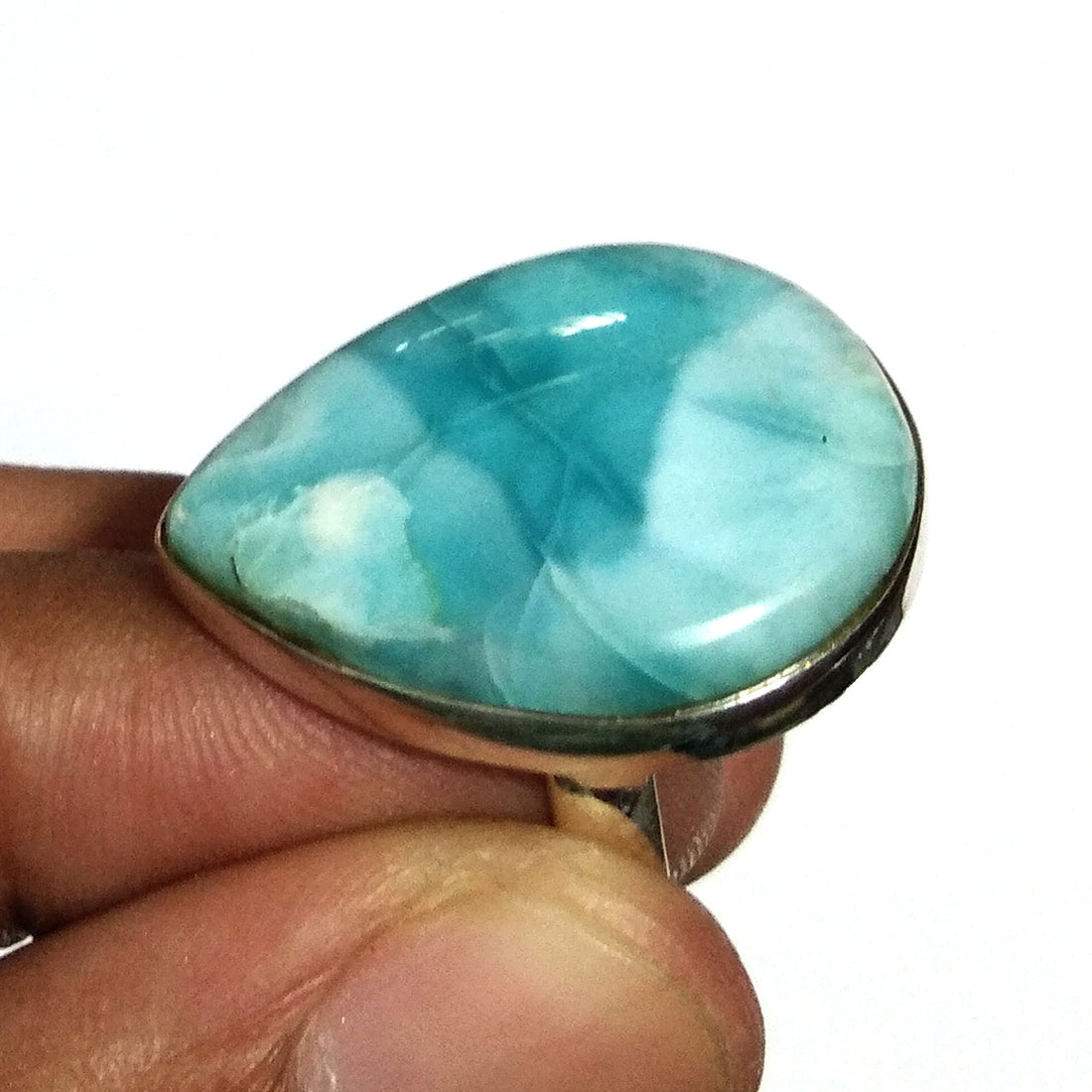 Larimar Ring, 925 Sterling Silver Ring, Gemstone Rings, For Women Ring, Silver Ring, Handmade Rings, Statement Rings, Birthday Ring