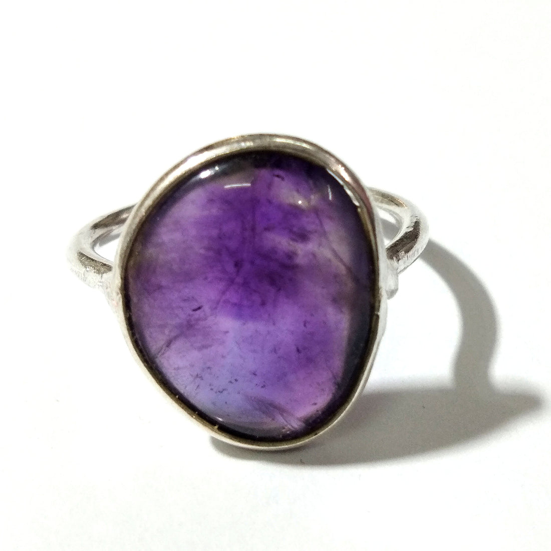 Natural Amethyst Slice Gemstone Ring, 925 Solid Starling Silver Ring, Handmade Ring, Nice Color Purple Amethyst Ring, Gift Wedding Ring