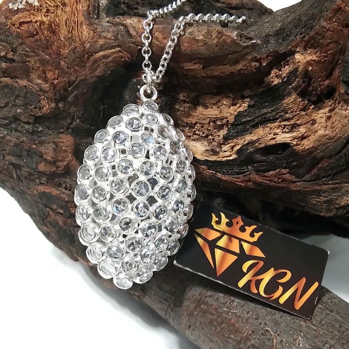 Natural White Zircon Gemstone Pendant, Amazing Design White Zircon Stone Pendant, 925 Sterling Silver Pendant, For Gift Pendant