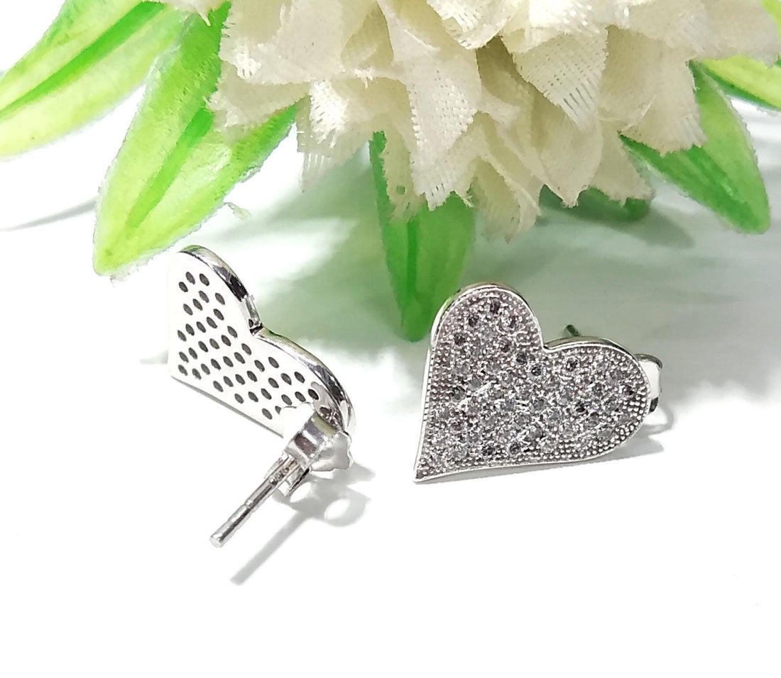 Amazing White Zircon Stone Design Stud Earring, 925 Solid Starling Silver Stud Handmade Earring, Unique Studs Earring, Gift For Girls/Women