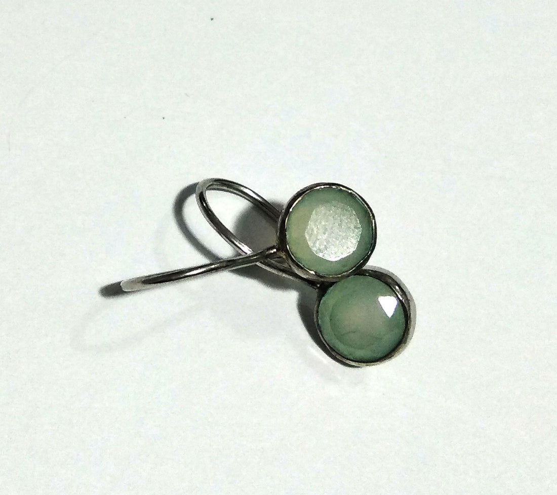 Aqua Chalcedony Tiny Dangle Earring, 925 Solid Starling Silver Earring, Natural Aqua Chalcedony Gemstone Size 8x8 mm Gift Birthstone Earring