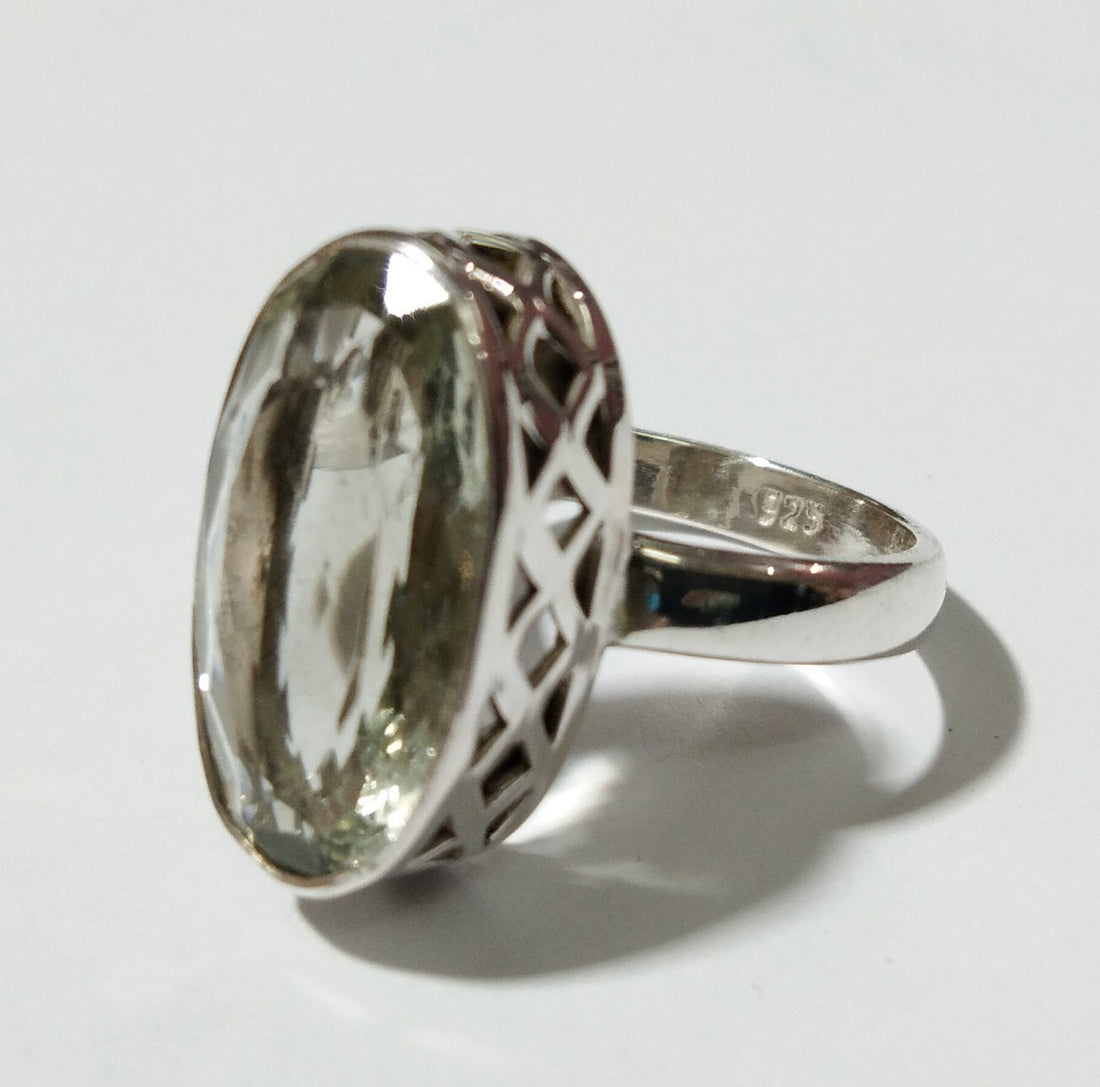 Natural Green Amethyst Ring, Solid 925 Starling Silver Rings, For Girls & Woman Rings, Gemstone Stylish Nice Making Silver Ring Jewelry