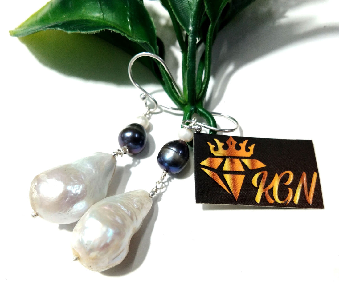 White Natural Baroque Pearl Earring, 925 Sterling Silver Earring, Elegant Pearl Gift, Fine Baroque Pearl Jewelry, Handmade Earring For Women