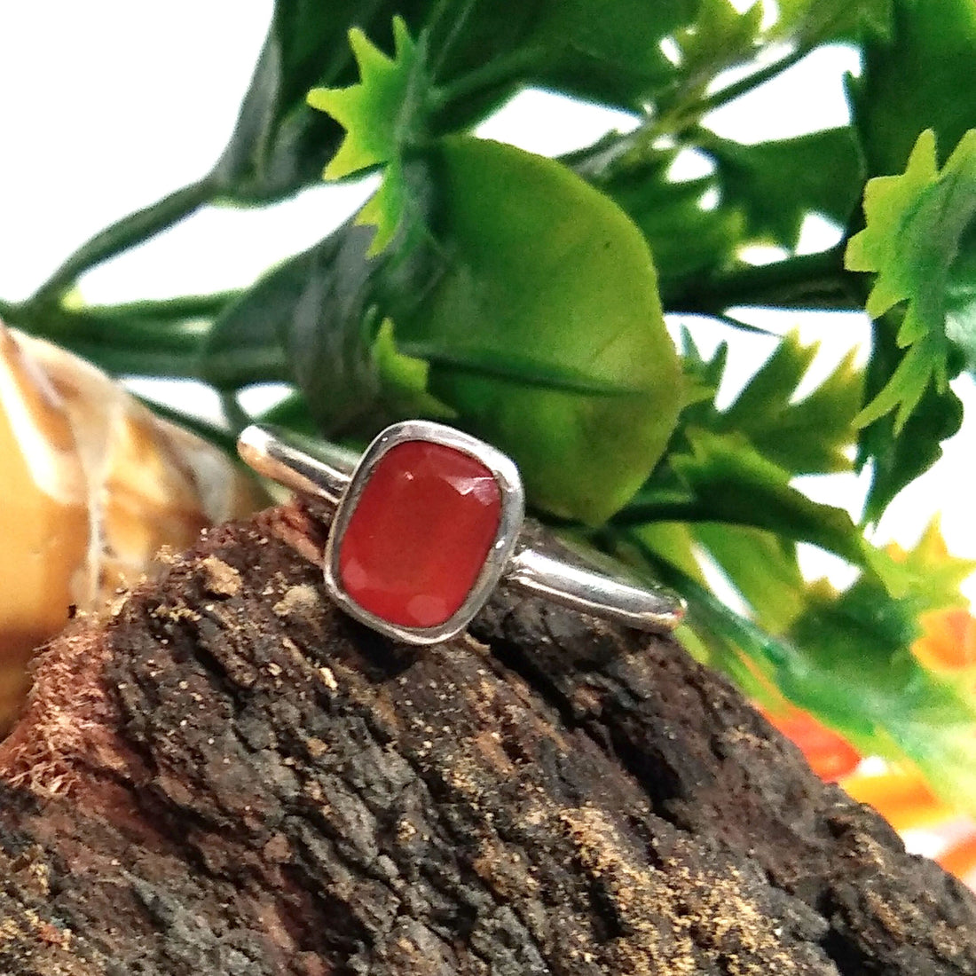 Natural Caroline Gemstone Ring, 925 Solid Starling Silver Ring, Jewelry Stone Size 7x6 mm Orange Caroline Ring Stone, Gift Birthday Ring