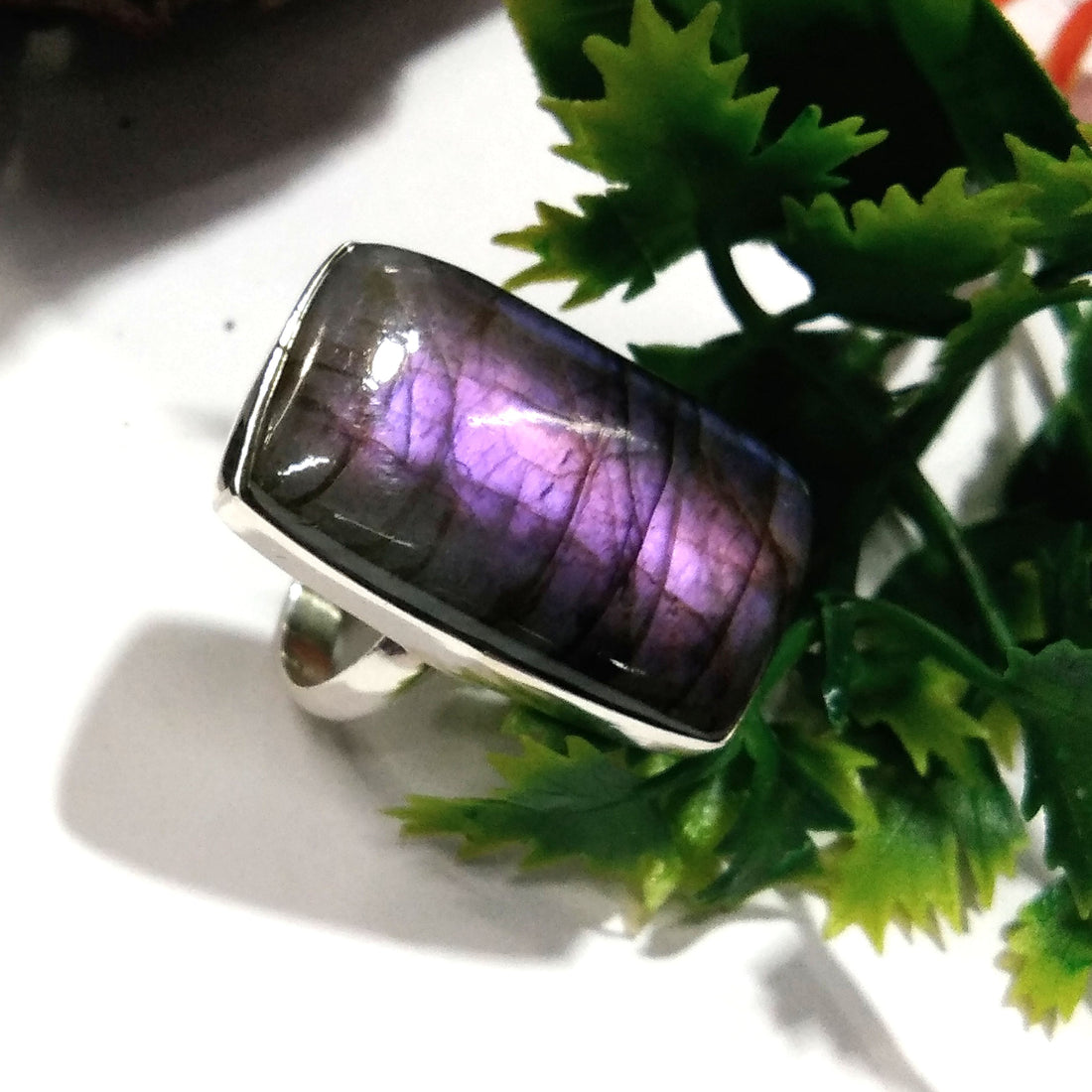 Natural Labradorite Purple Fire Gemstone Ring, Solid 925 Sterling Silver Ring, Labradorite Stone Size 29x18 mm Handmade Gift Ring Jewelry