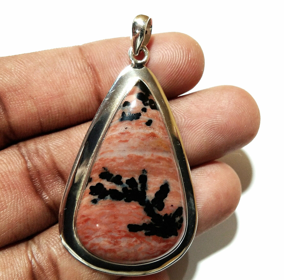 Natural Honey Dendrite Opal Stone Pendant Chain Necklace, 925 Sterling Silver Pendant Designer, Honey Dendrite Stone Pendant Gift For Her