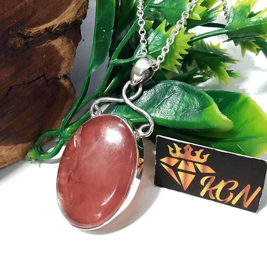 Natural Rhodochrosite Stone Pendant, 925 Starling Silver Pendant, Nice Design Amazing Rhodochrosite Pendant Chain Necklace, Gift For Her