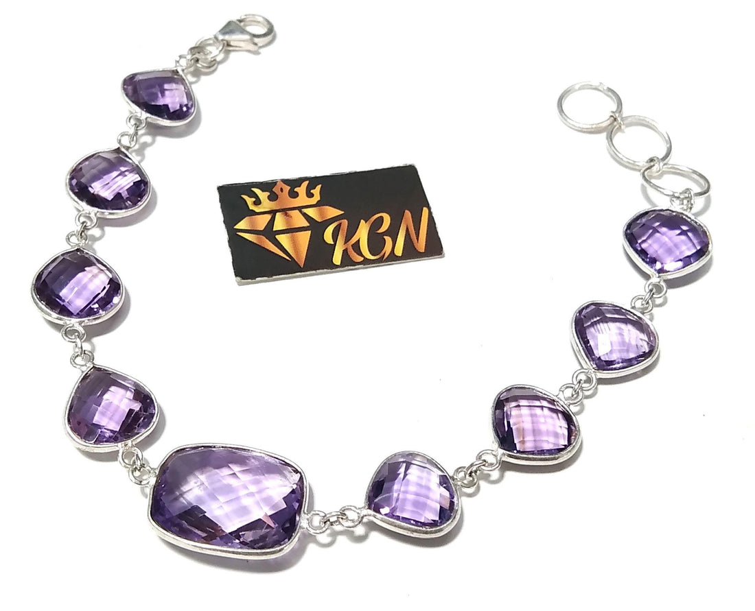 Amethyst Bracelet, Purple Stone Bracelet, 925 Sterling Silver Bracelet, Handmade Bracelet, Amethyst Jewelry, Silver Jewelry, Bezel Bracelet.