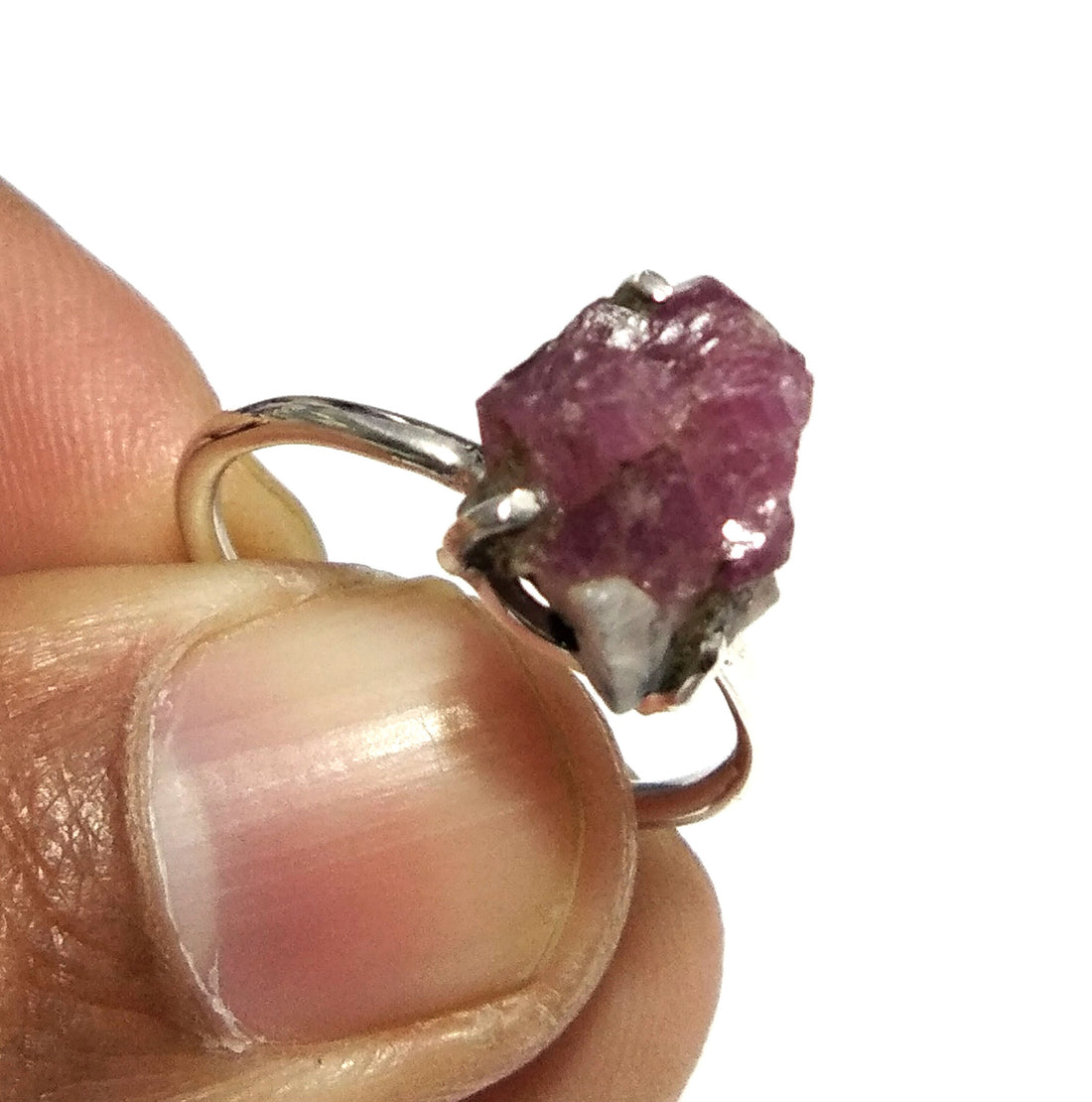 Natural Red Ruby Rough Gemstone Ring, 925 Solid Sterling Silver Ring, Red Ruby Stone Size 14x11 mm Handmade Ring, For Gift Birthday Ring