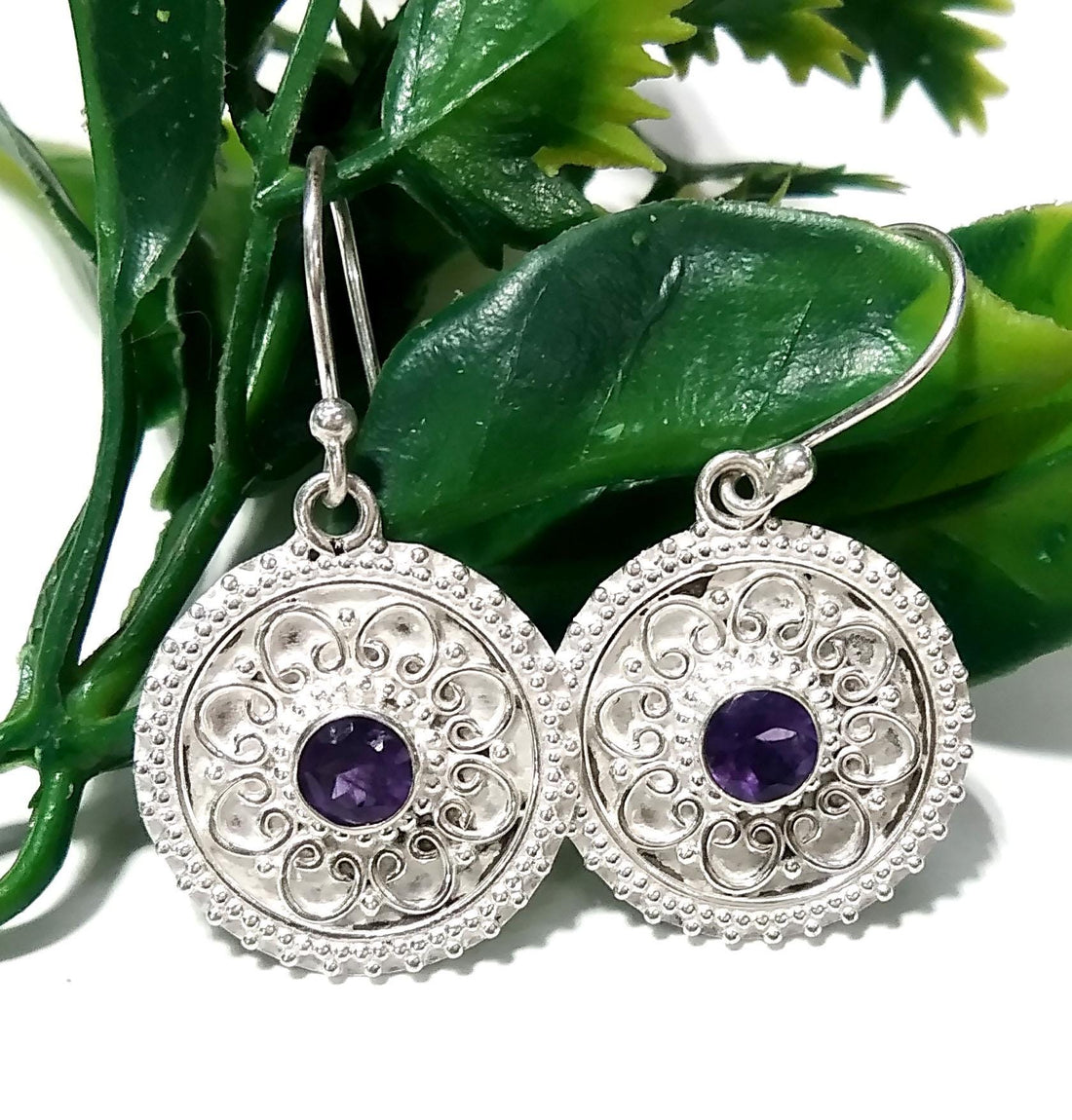 925 Starling Silver Earring, Very Beautiful Nice Earring, Fine Silver Earring, Natural Gemstone Amethyst Earring, For Girls & Women Earring.