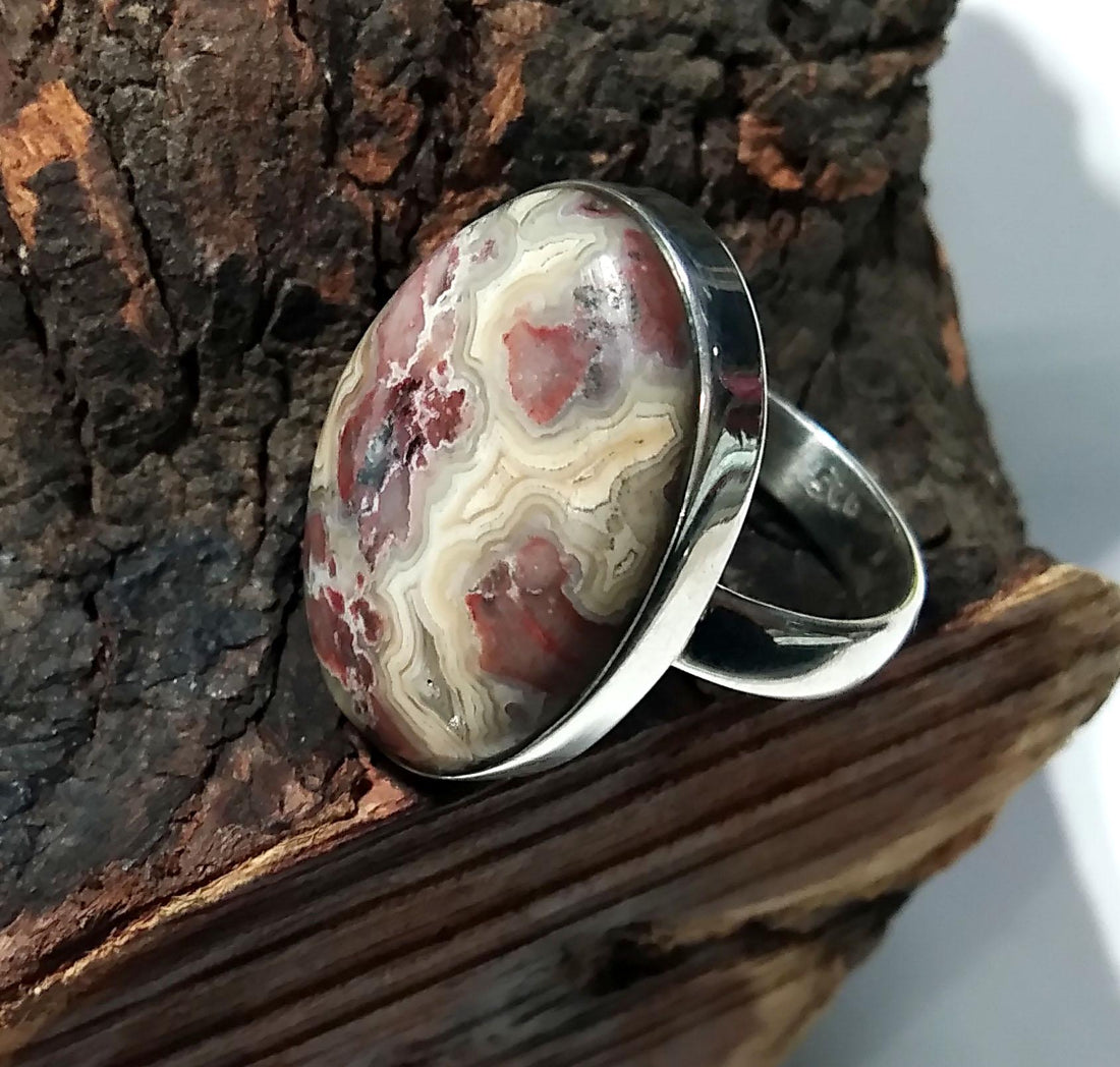 Crazy Lace Agate Gemstone Ring, 925 Sterling Silver Ring, Designer Agate Stone Size 24x17 mm Handmade Ring, Gift For Girls & women.