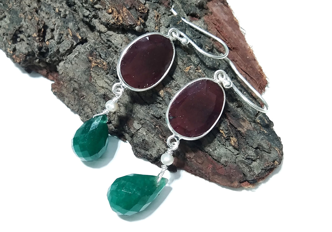 Beautiful Green Onyx & Smoky Quartz Gemstone Earring, Natural Gemstone Faceted With 925 Starling Silver Earring, Handmade Bezel Earring.