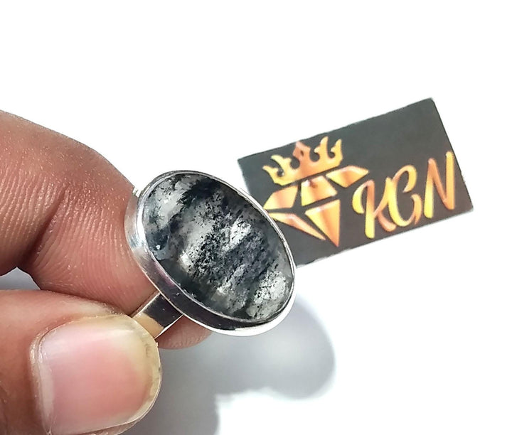 Natural Black Rutile Quartz Gemstone Ring, 925 Solid Starling Silver Ring, Black Rutile Faceted Stone Handmade Ring, For Gift Wedding Ring