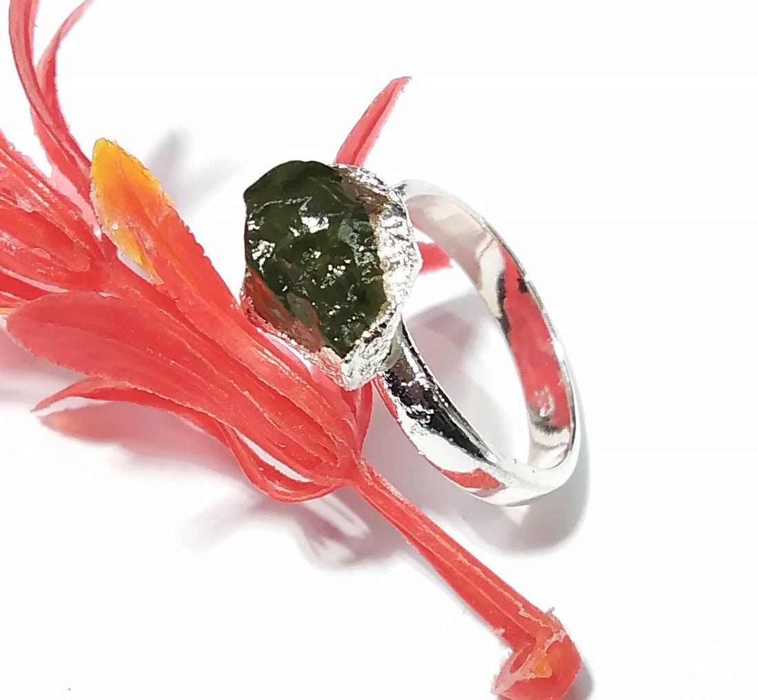 Natural Raw Peridot Rough Gemstone Ring, 925 Solid Sterling Silver Ring, Peridot Stone Size 11x9mm Handmade Ring, Gift Wedding Ring Jewelry
