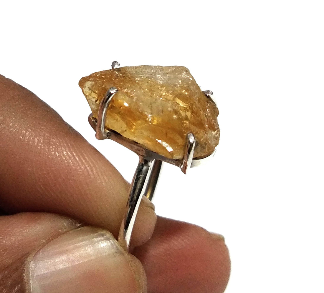 Natural Rough Citrine Gemstone Ring, 925 Solid Sterling Silver Ring, Citrine Stone Size 18x9 mm Handmade Ring, Gift Wedding Ring Jewelry
