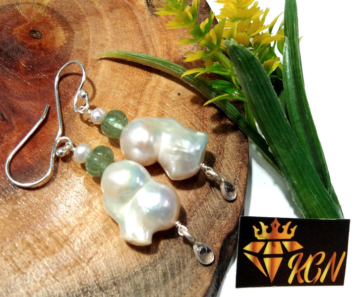 White Natural Baroque Pearl Earring, 925 Sterling Silver Earring, Elegant Pearl Gift, Fine Baroque Pearl Jewelry, Handmade Earring For Women