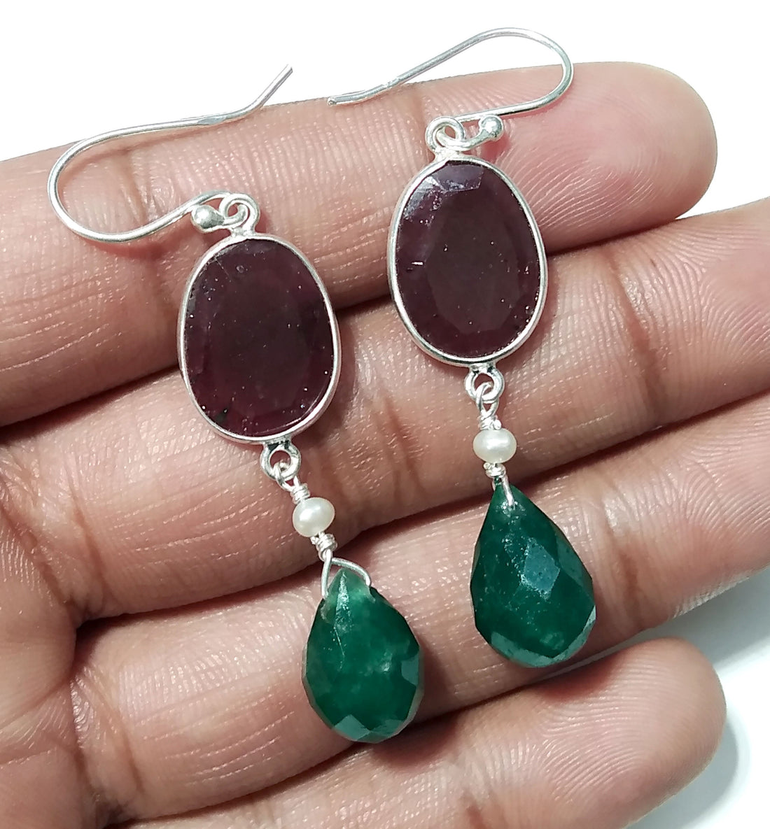 Beautiful Green Onyx & Smoky Quartz Gemstone Earring, Natural Gemstone Faceted With 925 Starling Silver Earring, Handmade Bezel Earring.