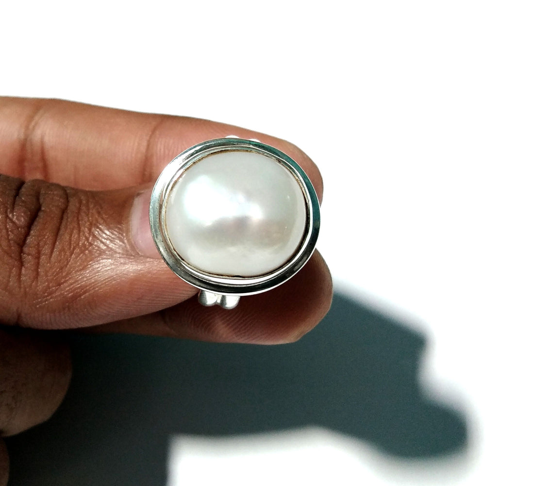 Natural Fresh Water Pearl Rings, Solid 925 Silver Rings, Statement Rings, Freshwater Pearl Rings, Girls & Women Gift Rings, Birthday Rings