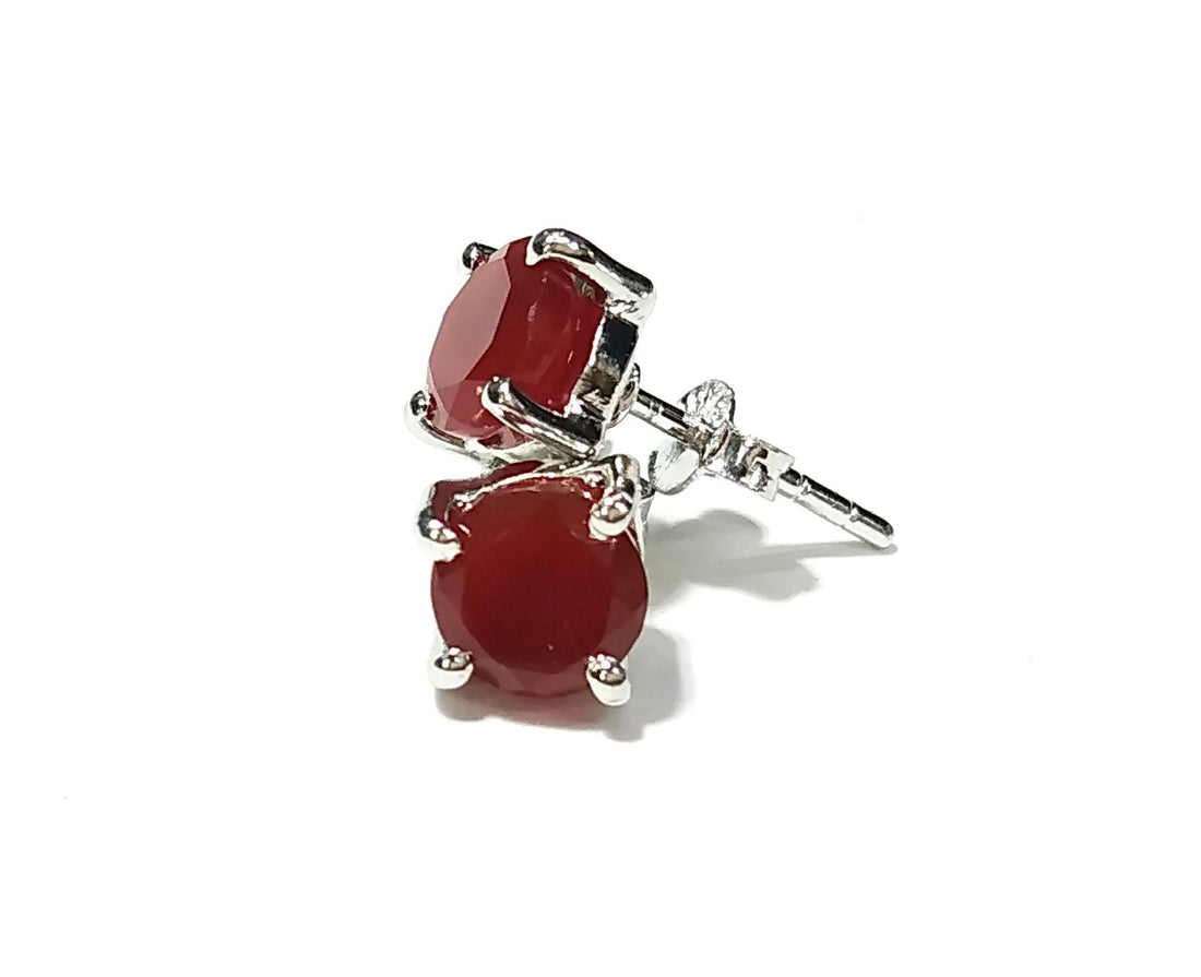 Red Onyx Stud Earrings, 925 Solid Sterling Silver Earring, Natural Red Onyx Stud Earring, High Quality Gemstone Studs Earring, Gift For Her