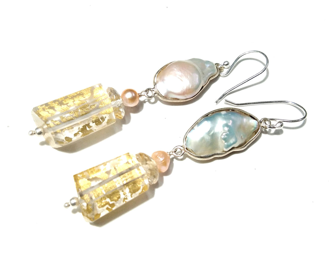 Amazing Color 100% Natural Doublet Gemstone Crystal & Pearl Multi Gemstone Earrings, With 925 Starling Silver Jewelry For Gifts Girls/Women