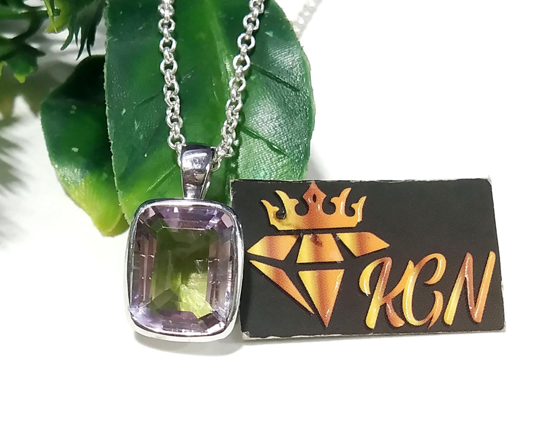 Amethyst Gemstone Pendant, 925 Starling Silver Pendant Necklace Chain, Amethyst Pendant, Handmade Jewelry Stone Size 13x10mm Gift Pendant