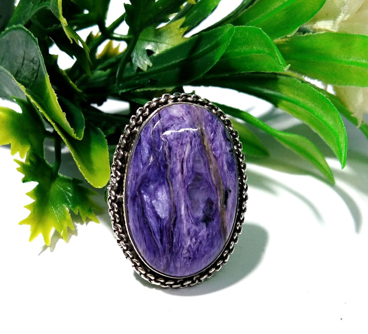 Natural Charoite Gemstone Ring, 925 Starling Silver Ring, Amazing Design Purple Color Charoite Stone Ring, Handmade Ring, For Girls & Women.