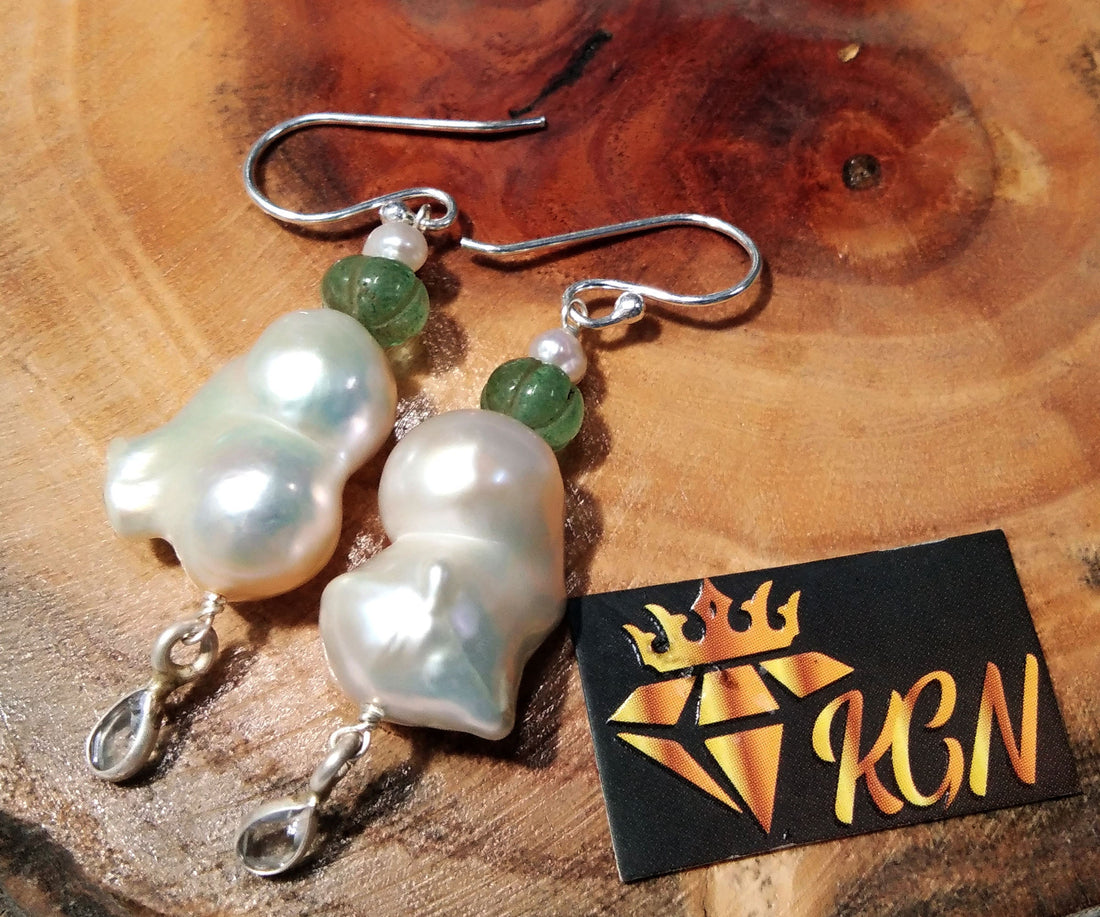 White Natural Baroque Pearl Earring, 925 Sterling Silver Earring, Elegant Pearl Gift, Fine Baroque Pearl Jewelry, Handmade Earring For Women