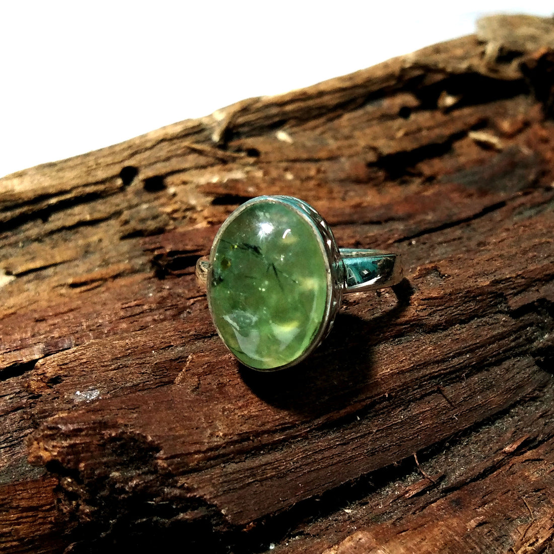 Natural Prehnite Stone Ring, Engagement Ring, 925 Silver Antique Ring, Unique Ring, Statement Ring For Girls/Woman, Gift Wedding/Anniversary